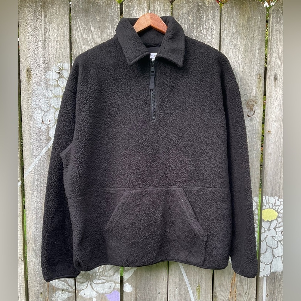 Topshop Borg Zip Collar Fleece Sweatshirt - Picture 5 of 8